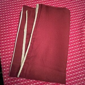 Red single Curtain/Valance Fabric with Cream Trim